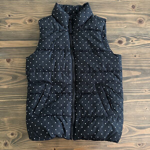 Girls’ Old Navy Black White Polka Dot Puffer Vest Fleece Lined – Size M (8)